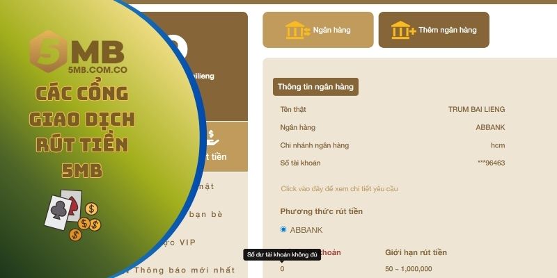 Các cổng giao dịch rút tiền 5MB được hỗ trợ thông dụng