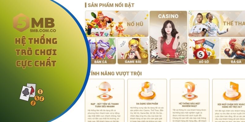 Hệ thống trò chơi cực chất với cá cược thể thao tại nhà cái 5MB
