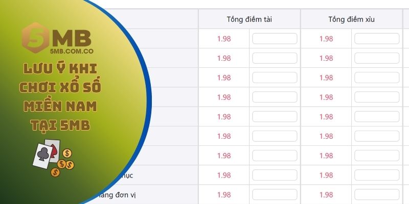 Những lưu ý khi chơi xổ số miền Nam tại 5MB